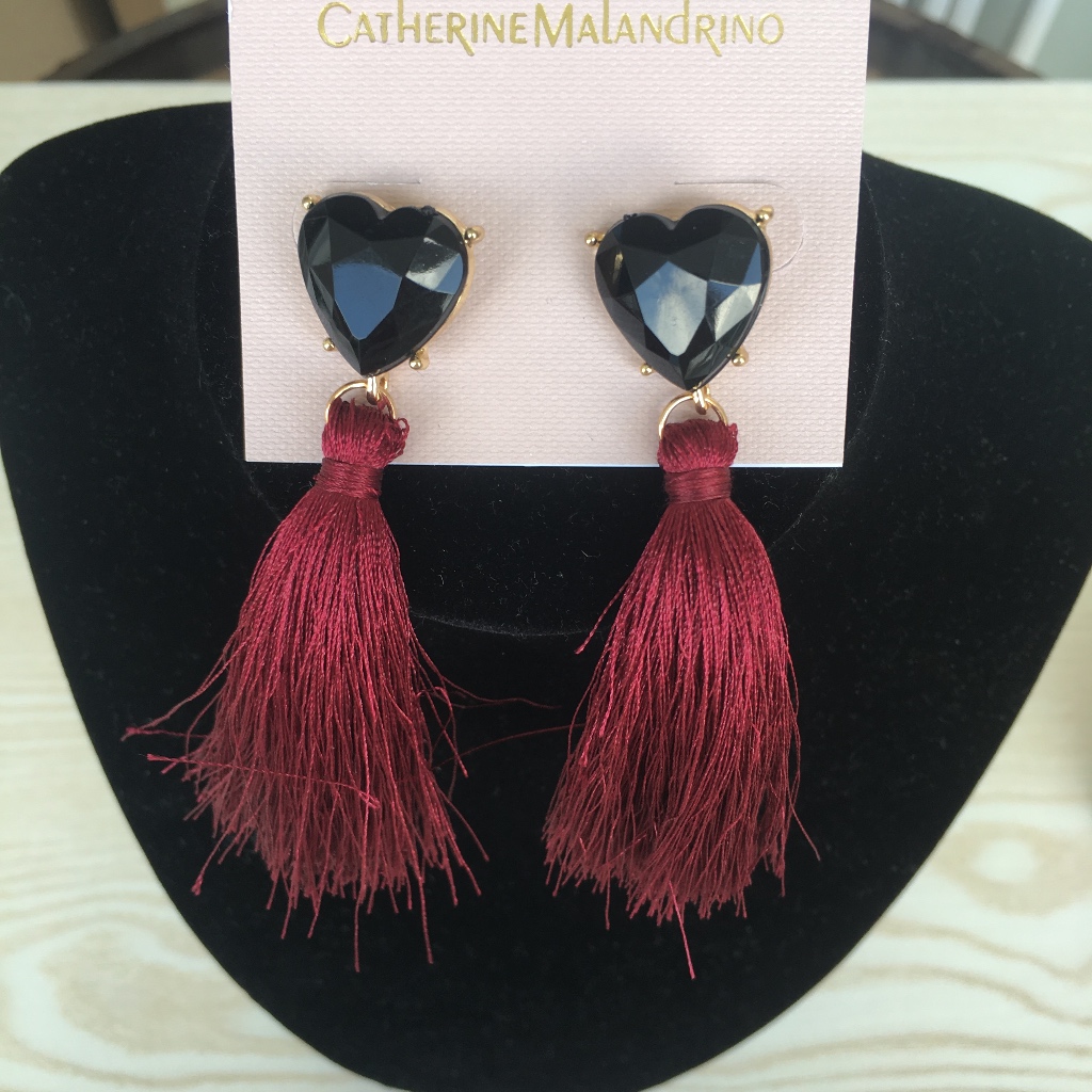 Catherine Malandrino Black Heart Deep Red Tassels 20$